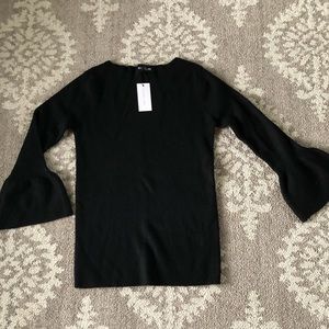 Black Fitted Sweater with Bell Sleeves
